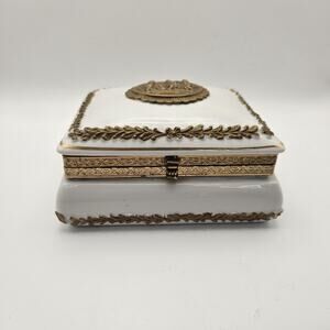 Original Arnart Creation Japan Porcelain Rose Trinket Box Jewelry Vintage